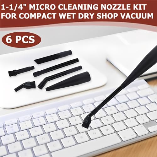 6-Pack Micro Cleaning Nozzle Kit for Compact Wet Dry Shop Vacuum,1-1/4" Detailed Cleaning Attachments