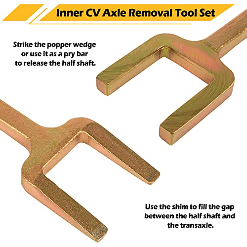 LAIKOU 2PCs 12020 Axle Popper Kit Inner CV Axle Removal Tool Set Fork & Shim Hand Tools Namely Wrenches for Remove Most Front Wheel Drive (FWD) Vehicles’ Half-Shaft Drive Axles & Fix Damaged CV Joint