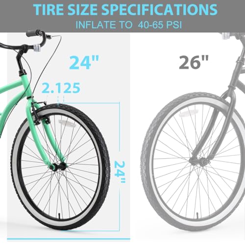 Hycline 2-Pack Cruiser Bike Tires Set: 24/26x2.125 inch Folding Replacement High-Performance Wear-Resistant Tires with Inner Tubes & Tire Levers for Beach & Urban Commuter Bikes - color: White Set-24x2.125