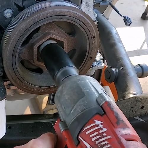 Harmonic Balancer Socket Tool 77080 for Honda 19mm Crank Bolt Socket, 3 Times Momentum Power of Standard Impact Sockets, Deep Counter-Weighted Design Increased Torque - size: 19mm