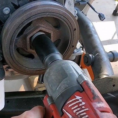 Harmonic Balancer Socket Tool 77080 for Honda 19mm Crank Bolt Socket, 3 Times Momentum Power of Standard Impact Sockets, Deep Counter-Weighted Design Increased Torque - size: 19mm