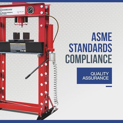 Strongway 50-Ton Pneumatic Shop Press with Gauge and Winch | Controlled pressing, automotive repair, bearing service, straightening/fabrication, heavy shop use - style: 50 ton