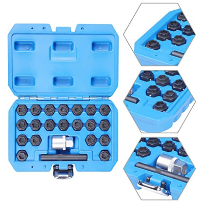 22PCS Wheel Locking Nut Key Kit, Wheel Lock Nut Key Removal Tool Kit for BMW Series, Anti-Theft Screw Remover Repair Tool