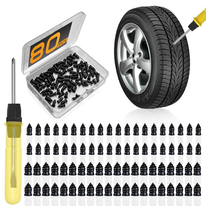 80pcs Tire Plugs Kit, Tire Repair Rubber Nails, Self-Service Vacuum Tyre Screws (40S+40L) Fast Repair Quick Puncture Tools with a Box, Double-ended Screwdriver, for Car Motorcycle Truck Tractor ATV - size: 80PCS