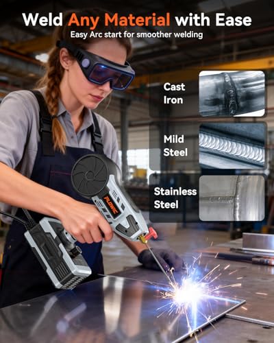 2 in 1 MIG and Stick Welder: 250A Handheld Portable Welding Machine, 110V Gasless Flux Core Wire Feed Welder & MMA ARC Welder Gun, 3.97lb w/LCD Display, for .032"/.040" Wire and 3/32"-1/8" Rod - style: MMA+MIG