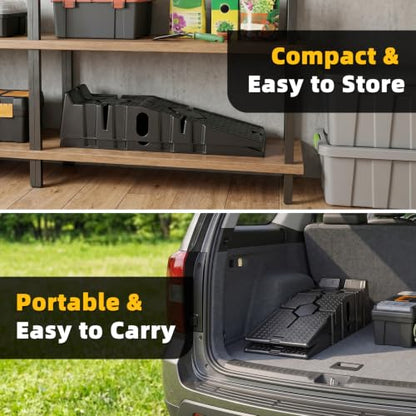 12" Lift Car Ramps, 2-Pack Heavy Duty Low Profile Cars Ramps with 8.6" Lifting Height, 13000lbs GVW Capacity, Portable Car Ramp for Low Cars High Lift and Jack Support (Black 2) - color: Black 2
