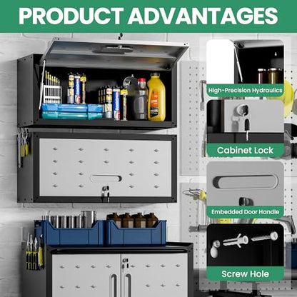 Metal Tool Cabinet,Garage Storage Cabinet System,Wall Cabinet & Locking Rolling Tool Cabinet with Doors and Adjustable Shelves,Steel Tool Cabinets for Home - color: Black/Grey