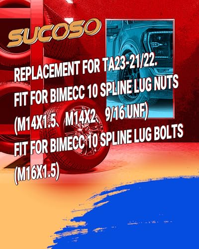 10 Spline Lug Nut Key for Bimecc 10 Spline Lug Nut Set, Replace TA23-21/22 | 10 Point Lug Nuts and Lug Bolts, Solid and No Crack, 13/16" (21mm) & 7/8" (22mm)Hex, Workshop, Auto Repair Shop, Chrome - size: Silver-10 Spline Socket Key