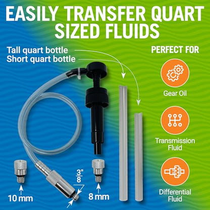Lower Unit Gear Oil Pump, Quart Bottle Lube Transfer, Marine Transmission Fluid, Rear Differential Service, Boat Winterizing Kit