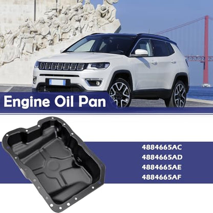4884665AC Engine Oil Pan with Drain Plug&Gasket and 20 Screws Fits For Dodge(AVENGER/CALIBER/JOURNEY);Jeep(COMPASS/PATRIOT);Chrysler(Cirrus/200/SEBRING/);L4 2.4L 2.0L # 264-361