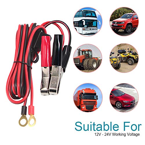 Battery Alligator Clips to O Ring Terminal Harness Wire 2 Pin Lug Cable (6ft) - size: 6ft