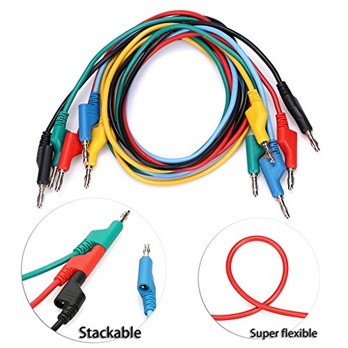 Sumnacon 5Pcs 4mm Banana to Banana Plug Test Leads for Multimeter,3.3Ft/1M | 1000V/15A Flexible Stackable Stackable Banana Plug Wire Test Cable Lead for Electrical Testing - size: 1 m
