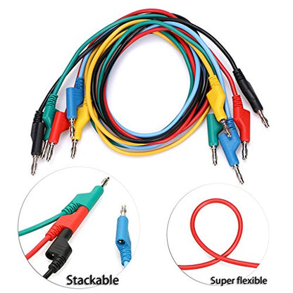 Sumnacon 5Pcs 4mm Banana to Banana Plug Test Leads for Multimeter,3.3Ft/1M | 1000V/15A Flexible Stackable Stackable Banana Plug Wire Test Cable Lead for Electrical Testing - size: 1 m
