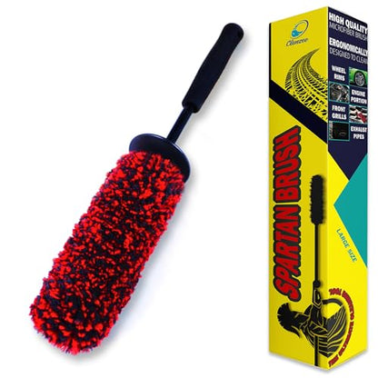 Large Microfiber Wheel Brush for SUVs, RVs & Trucks | Soft Non-Metallic Rim Cleaner Brush with Premium Microfiber Wool | Non-Metallic Wheel Cleaner Brush for Large Size Rim - size: Large