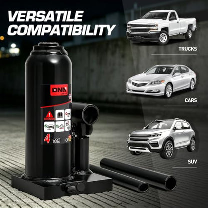 DNA Motoring 4 Ton / 8000 lbs Lifting Automotive Welded Hydraulic Bottle Jack for Car SUV Pickup, Auto Repair, with Manual Handle & Carrying Storage Case, Black - color: black, style: 4 ton