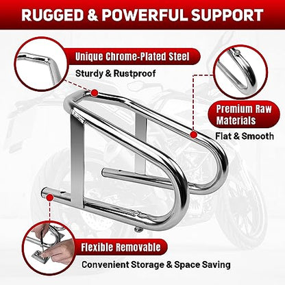 ROBLOCK Heavy Duty Motorcycle Stand Wheel Chock Fits 5.5'' Wide Tires, Portable Removable Motorcycle Wheel Chocks for Trailer Or Garage, 1 Pack, Silver