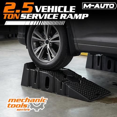 MoNiBloom Car Ramps Set of 2, Heavy-Duty 2.5 Ton (5000 lb) | Low-Profile Vehicles, 2-Stage Incline Ramps, Nestable & Portable Service Vehicle Ramp for Oil Changes