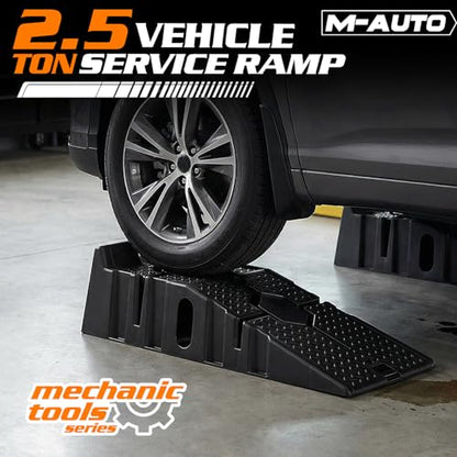 MoNiBloom Car Ramps Set of 2, Heavy-Duty 2.5 Ton (5000 lb) | Low-Profile Vehicles, 2-Stage Incline Ramps, Nestable & Portable Service Vehicle Ramp for Oil Changes
