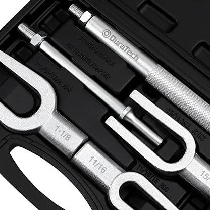 DURATECH 5-Piece Ball Joint Separator Set, Pickle Fork Tool Set | Tie Rod Removal Tool, 1-1/8", 15/16", 11/16", Ball Joint Fork for Cars and Light Vans, Air Hammer Compatible, with Suitcase
