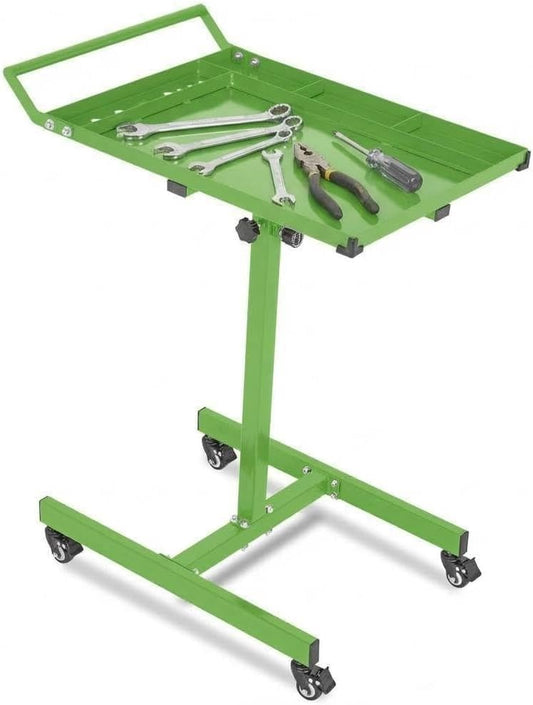 Adjustable Height Rolling Tool Cart on Wheels 35"-44.8" - Garage Workshop Cart with Lockable Wheels & 300 lbs Capacity, Steel Cart for Mechanics, Repair Shop & DIY - color: Green