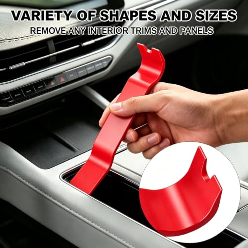 18Pcs Car Trim Removal Tool Kit Pry Tool Set, Panel Clip Pliers Door Panel Removal Tool Automotive Clip Removal Tool, Plastic Pry Tool Kit Auto with Valve Stem Caps for Car Interior Repair, Red - color: red