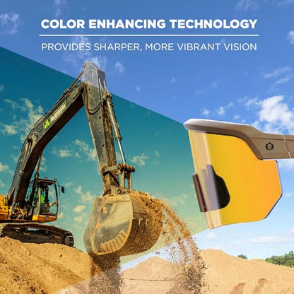Ergodyne Skullerz AEGIR Safety Sunglasses, High Contrast Color Enhancing Mirrored Lenses, ANSI z87.1 - color: High Contrast Yellow Mirror Lens