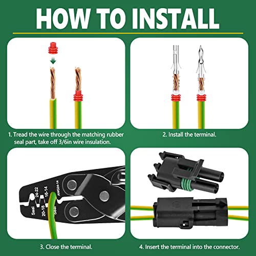 367Pcs 20 Kits Waterproof Automotive Electrical Connectors 1/2/3/4/6 Male&Female Pin 22-14AWG Wire Harness Spark Plug Connector Terminals Plug Kit Car with Wire Crimping Tool - size: 20 Kits 22-14AWG 1/2/3/4/6 Pin