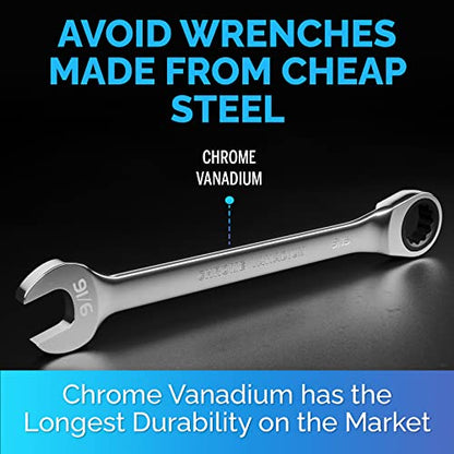 Ratcheting Wrench - Slim Profile - Ratchet Wrench, 9/16" Wrench - size: 9/16"