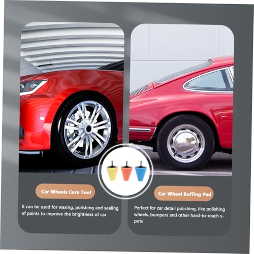 Alipis 3Pcs Auto Wheel Polishing Cone Kit Detailing Buffing Pads for Car Wheels Compatible Drills and Automotive Supplies