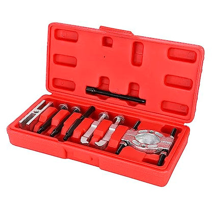 Mini Bearing Separator Tool Kit, Chrome Vanadium Bearing Remover Puller Set for Small Gears Wheels Fittings on Shafts, Compact Automotive Hand Tool with Plastic Case