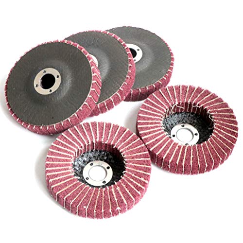FPPO 5Pcs 4.5" x 7/8" Nylon Fiber Flap Disc Polishing Grinding Wheel,Scouring pad Buffing Wheel for Angle Grinder, Polishing Tools (Grit 240) - style: grit 240
