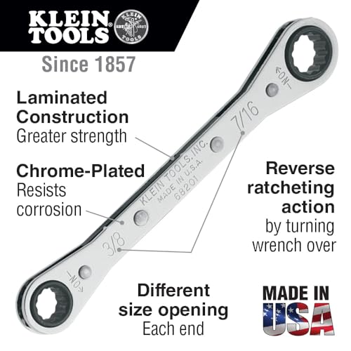 KLEIN TOOLS 68221 SAE Ratcheting Box Wrench Set, 5 Piece, 10 Sizes, Made in USA - size: 5-Piece