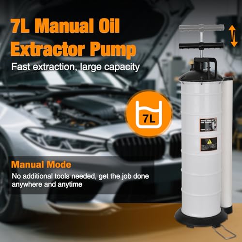GOOACC Oil Extractor Pump for Oil Change Vacuum Pump 7L Manual Fluid Extractor Tools Kit with 4 Tubes and Storage Hole Oil Suction Pump Extractor for Automotive Boats Fluid Vacuum Evacuation Transfer - size: 7L Manual