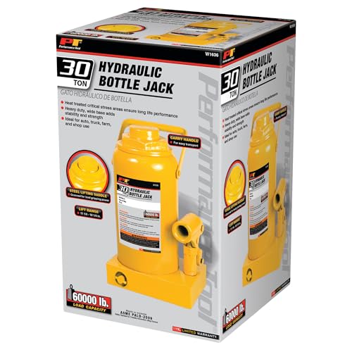 Performance Tool W1636 30 Ton (60,000 lbs.) Heavy Duty Hydraulic Bottle Jack, Range: 11 1/4-Inch to 18 1/4-Inch - size: 30-Ton