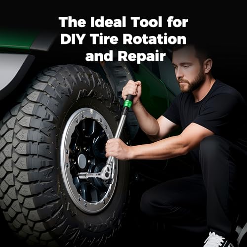 TecoTek 14PCS 1/2 Inch Drive Torque Wrench Tool Set, Tire Change Kit, 22.2-244.2FT.-LB/30-330Nm, With 24" Breaker Bar, 3-Inch & 5-Inch Extension, 10 Sockets for American Cars, Trucks and SUVs