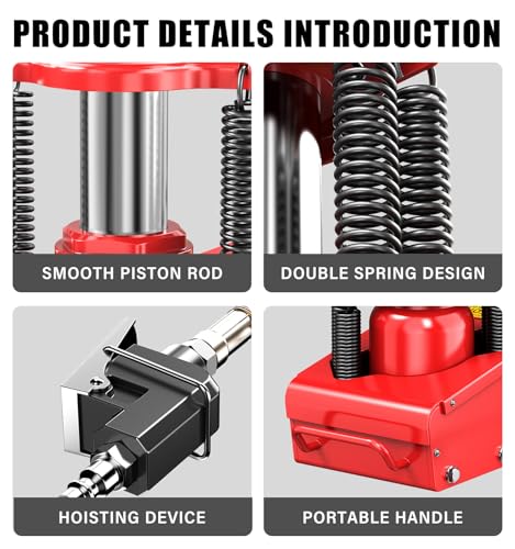 22 Ton 3-Position Air Hydraulic Floor Jack, 225mm - 435mm 44000lbs Pneumatic Hydraulic Heavy-Duty Truck Jack Air-Operated Axle Bottle Jack Service Repair Lifting Tool for Garages Repair Shops