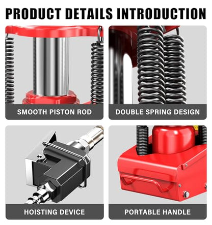 22 Ton 3-Position Air Hydraulic Floor Jack, 225mm - 435mm 44000lbs Pneumatic Hydraulic Heavy-Duty Truck Jack Air-Operated Axle Bottle Jack Service Repair Lifting Tool for Garages Repair Shops