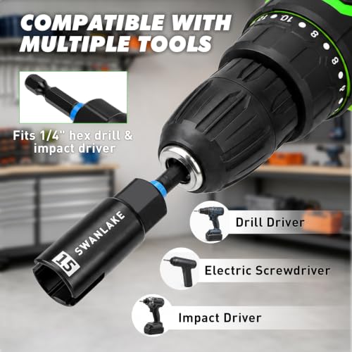 3-Piece Wing Nut Driver Set, 9mm, 12mm, 15mm, 1/4 Inch Hex Shank Power Nuts Driver Bit, Wing Nut Socket for Eye Bolt, Hook Bolt Installation, Wire Twisting - style: Wing Nut Driver Set