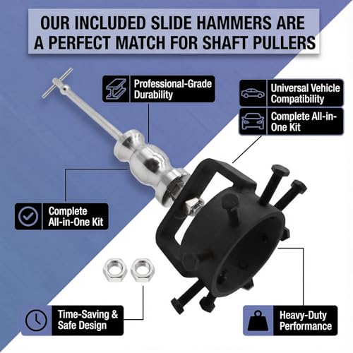 3.75 Inch CV Axle Shaft Puller Tool Kit with Slide Hammer, Heavy Duty Axle Removal Tool for Cars Trucks ATV UTV, CV Joint and Driveshaft Puller Set