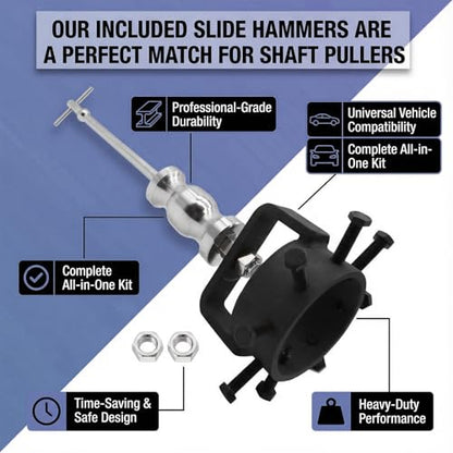 3.75 Inch CV Axle Shaft Puller Tool Kit with Slide Hammer, Heavy Duty Axle Removal Tool for Cars Trucks ATV UTV, CV Joint and Driveshaft Puller Set