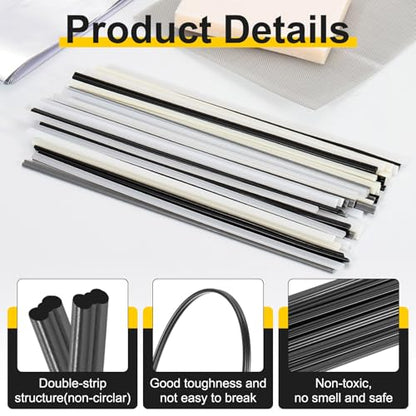 HARFINGTON 1set(20pcs) Plastic Welding Rods 8inch PP Welding Strips Welder Rods for Car Bumper Kayak Daily Repair Plastic Welder Car Bumpers, Black - color: Black