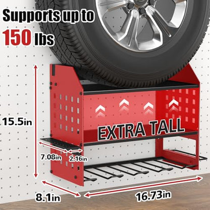 SUNALLY Power Tool Organizer Wall Mount with Charging Station,3 Layer Metal Tool Storage Rack with 4 Drill Holders, Heavy Duty Power Tool Shelf for Garage, Warehouse, Workshop, Gifts for Men, Husband - style: 4 Drill Holders F