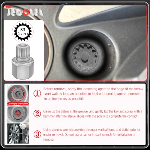33/17PT Wheel Locking Nut Key for BMW, Anti-Theft Lug Nut Removal | Wheel Lock Nut Socket Adapter, Anti-Theft Screw Remover, Hand Repair Tool, Tyre Fitting, garage - size: 33/17Pt Key