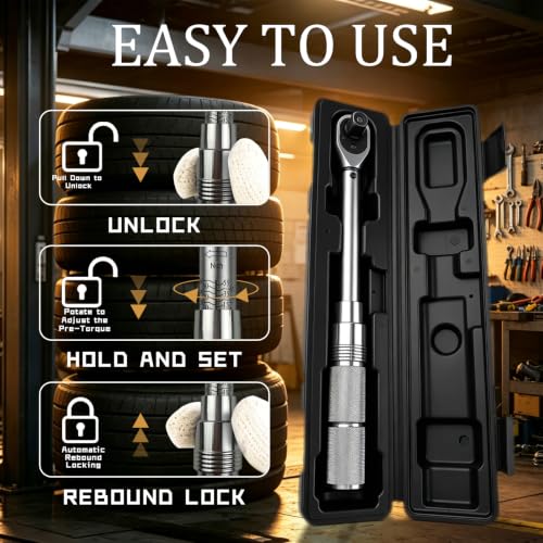 TYD 1/2 Inch Drive Preset Click Torque Wrench 5–60 Nm ±4% High Accuracy | Adjustable Torque Wrench 72-Tooth Ratchet Storage Case for Motorcycle Full Maintenance, Car Spark Plug, Brake Caliper, DIY - style: TG-60(5-60NM)