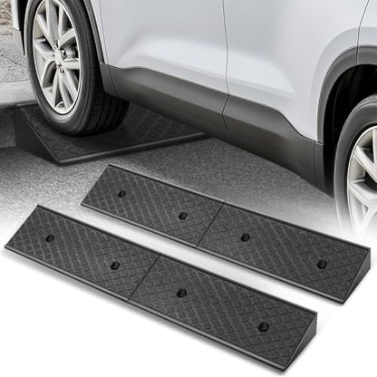 Auto Dynasty Rubber Curb Ramps, 3" Lift Height Curbside Driveway Ramp, 4410 LBS/2T Capacity Sidewalk Curb Ramp for Cars Trucks Bikes Motorcycles Wheelchairs, 2 Pack - size: 3" Rise