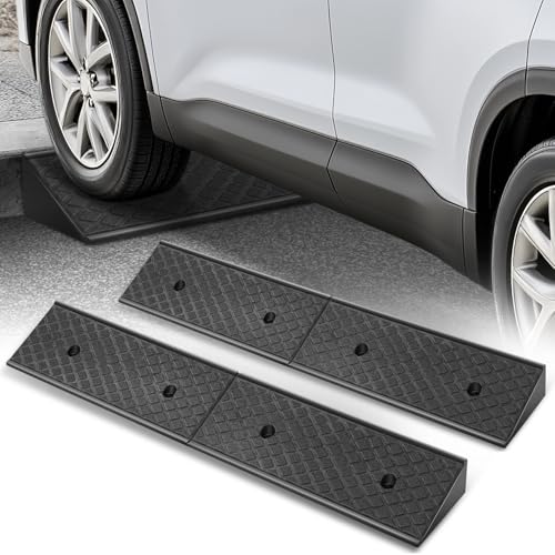 Auto Dynasty Rubber Curb Ramps, 3" Lift Height Curbside Driveway Ramp, 4410 LBS/2T Capacity Sidewalk Curb Ramp for Cars Trucks Bikes Motorcycles Wheelchairs, 2 Pack - size: 3" Rise