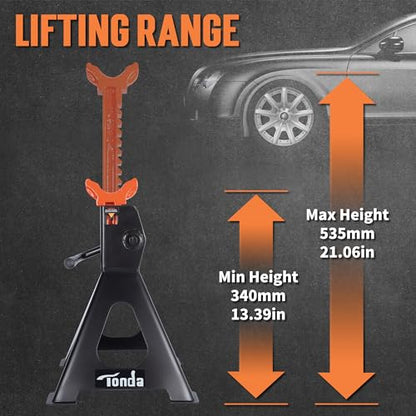 TONDA Jack Stands 3 Ton 1 Pair and Wheel Chocks 4 Pack