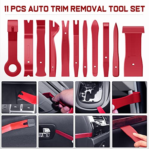 Nilight 238Pcs Trim Removal Tool, Auto Push Pin Bumper Retainer Clip Set Fastener Terminal Remover Tool Adhesive Cable Clips Kit Car Panel Radio Removal Auto Clip Pliers - color: 238 Clips+ Remover Tools Red