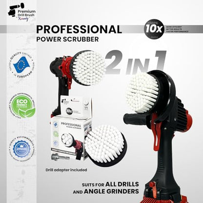 Premium Drill Brush Professional– 2in1 for Drills & Angle Grinders Extra-Soft 4in White | Scratch-Free Cleaning Brush for Carpet, Upholstery, Leather Seats, Glass, Furniture and Car Interior - color: White