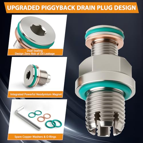 M12.1x1.75-15 Magnetic Oversize Piggyback Oil Drain Plug, Stainless Steel Self Tapping Oil Pan Thread Repair Kit - size: M12.1x1.75-15mm